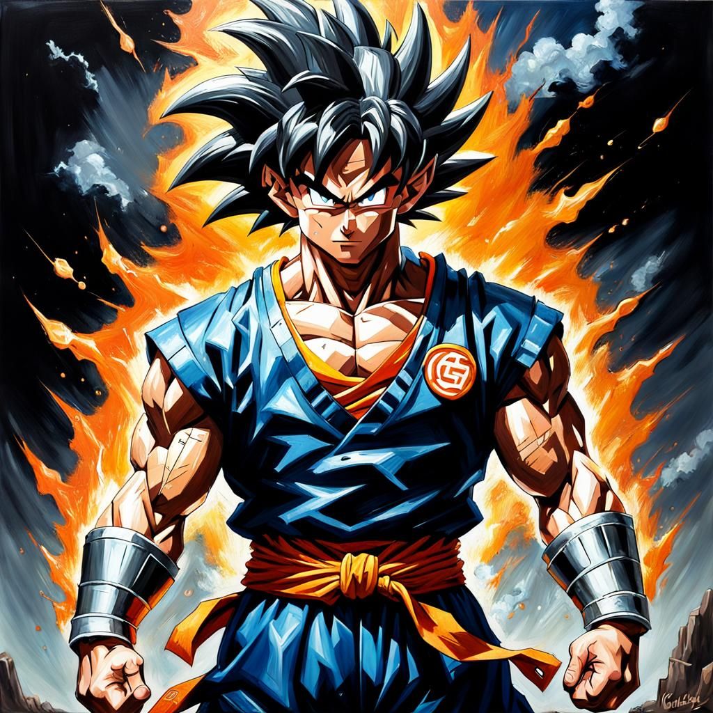 Metal Goku as Oil Painting