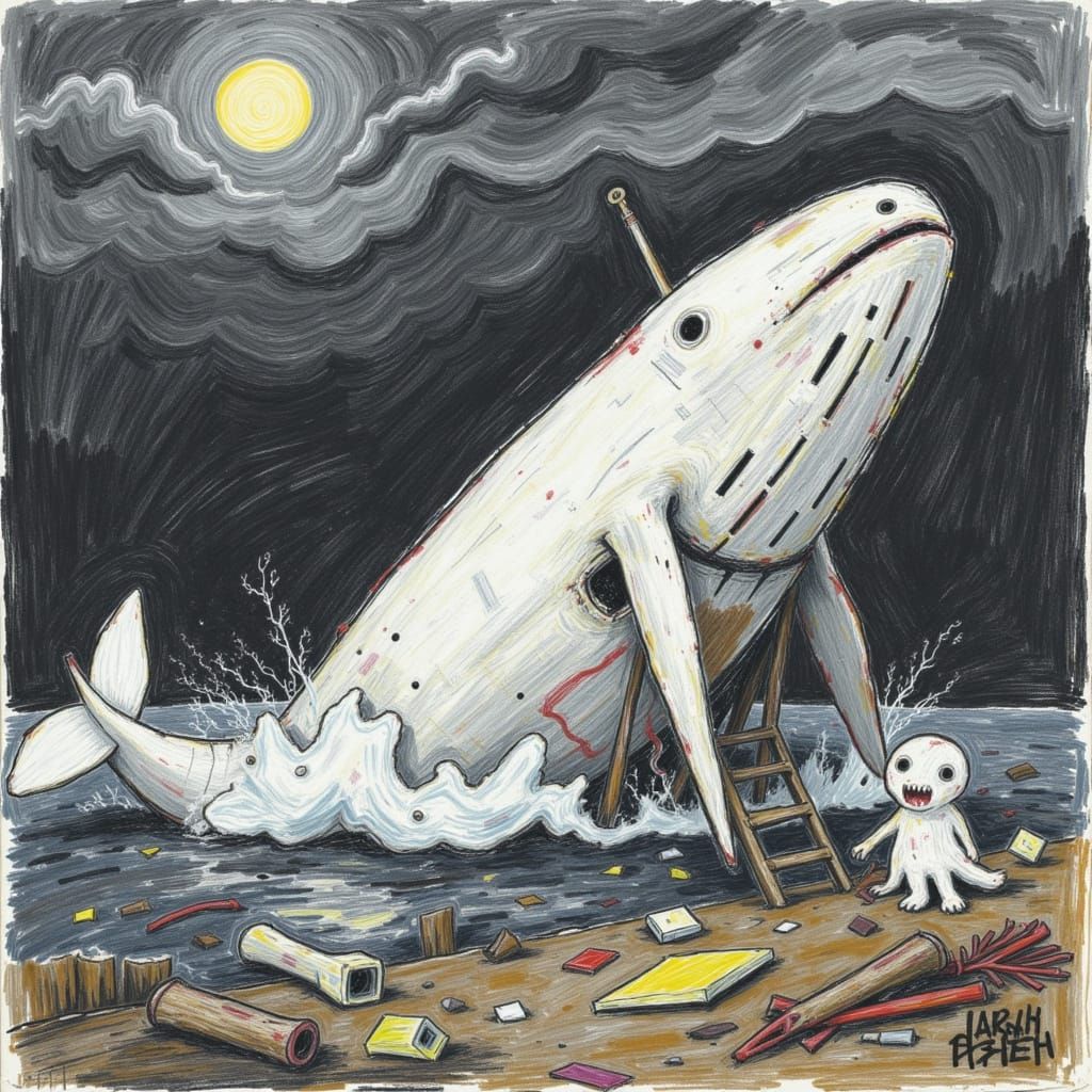 Majestic White Whale in Turbulent Waters