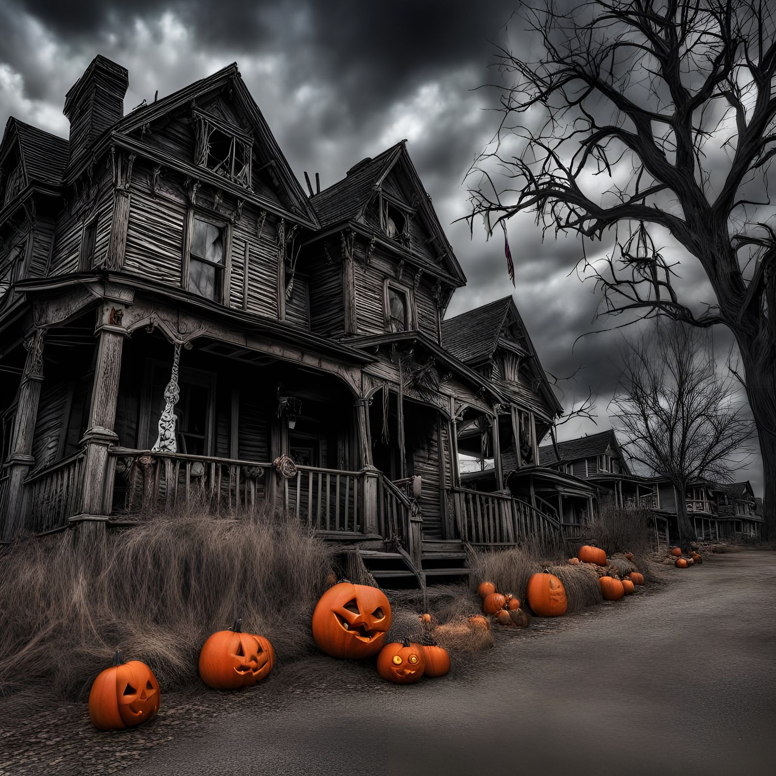 Spooky Hyperrealistic Halloween Ghost Town in HDR