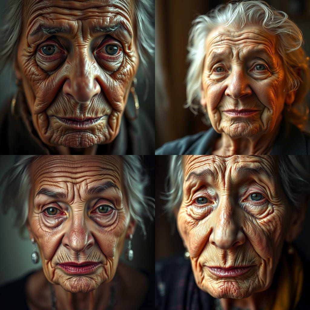 Realistic Portrait of a Wise and Loving Elderly Woman