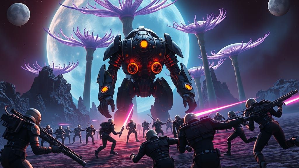 Robot Warrior Clash on Alien Moon