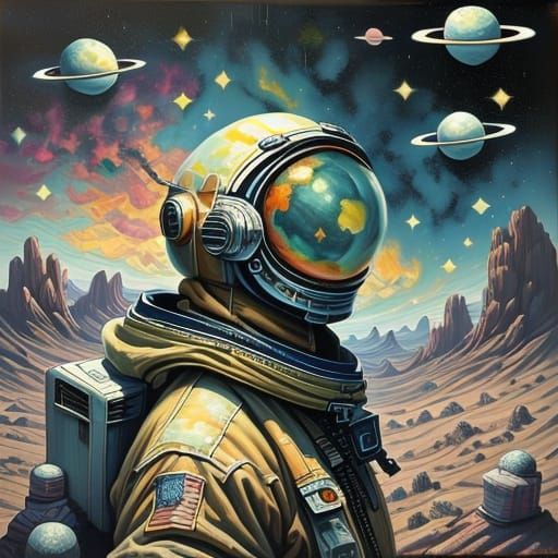 Dreamy Space Goddess in Cosmic Explosion