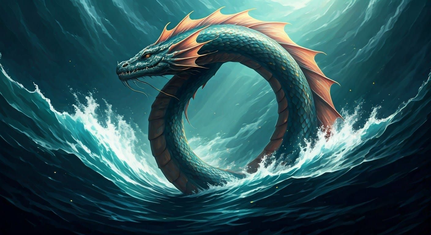 Majestic Sea Serpent Emerges from Ocean Depths