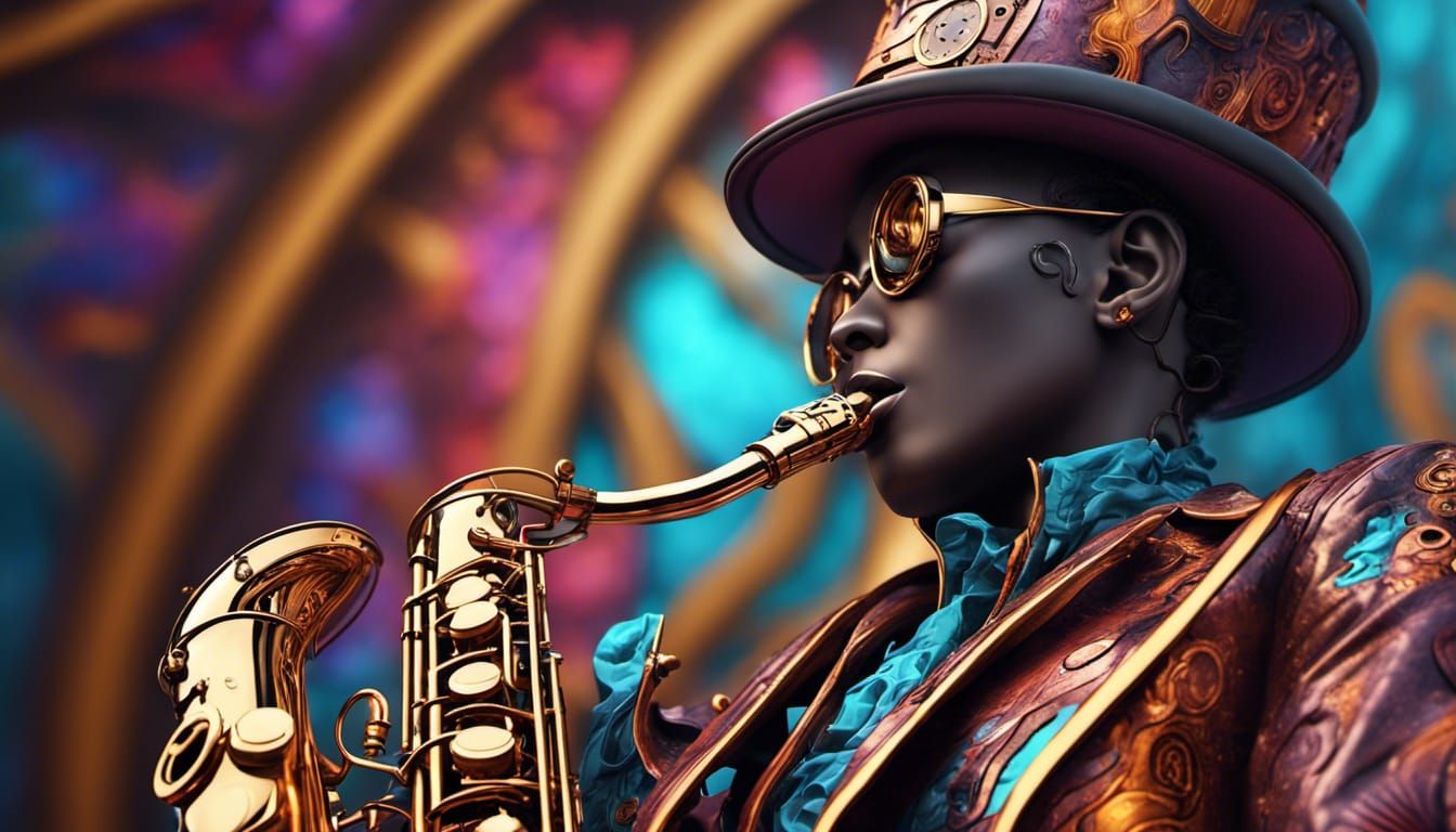 Soulful Saxophone in Steampunk Fantasy Concept Art