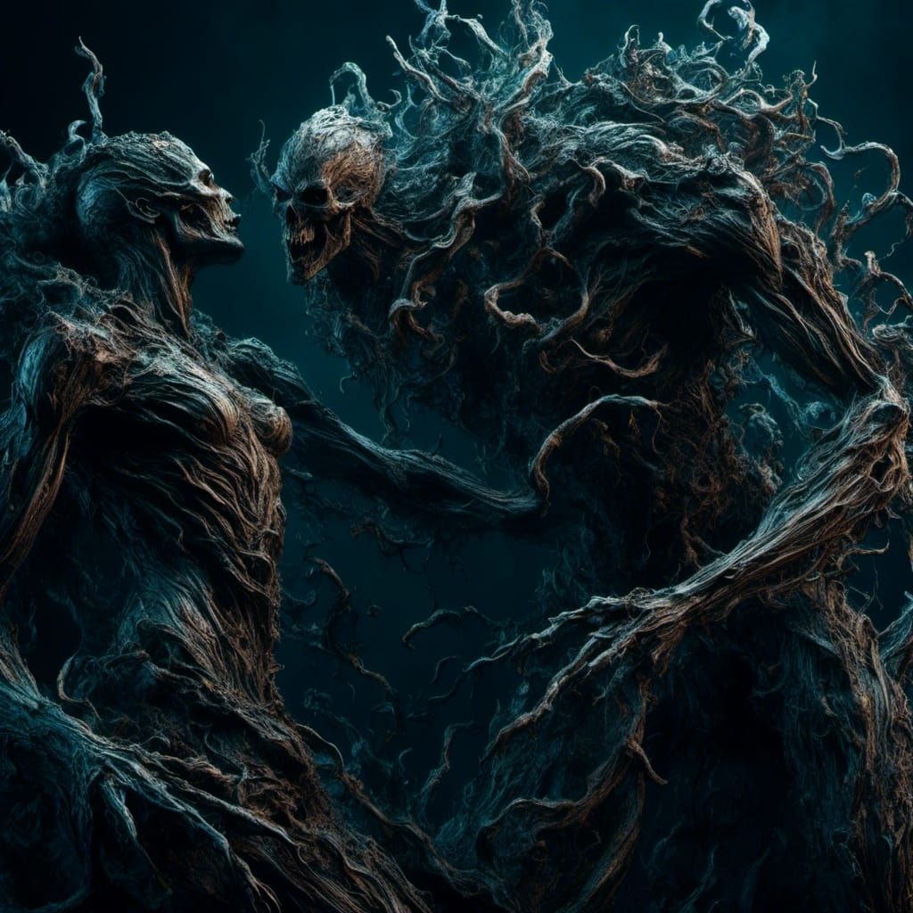 Horrific Human Assimilation in Dark Fantasy Style