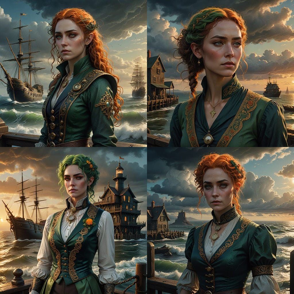 Elegant Elven Lady on a Weathered Dock