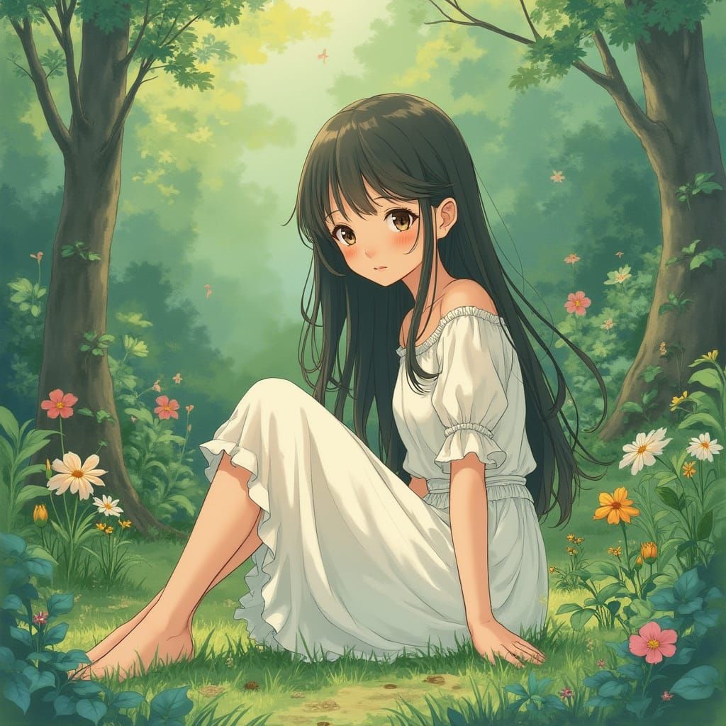 Whimsical Garden of Wonder in Soft Watercolor Style