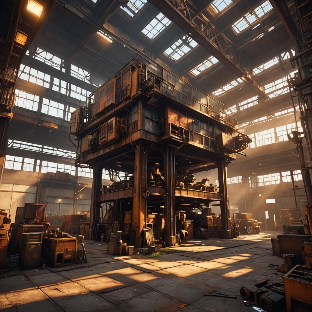 Industrial Machine Shed in Steampunk Style