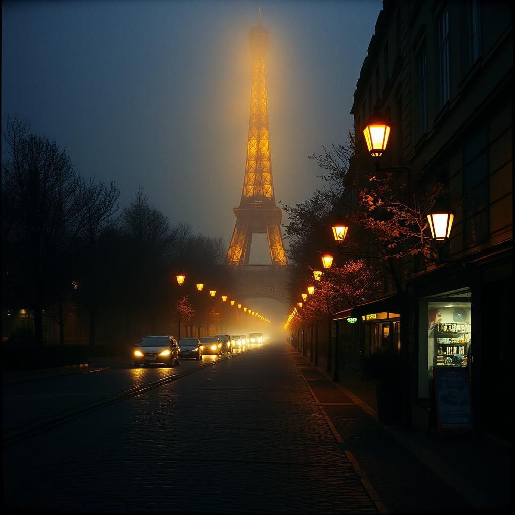 Eiffel Tower: Moody Autumn Evening in Paris