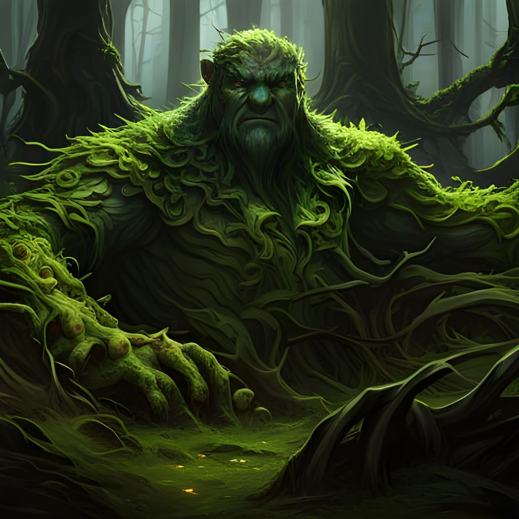 Detailed Forest Golem in Sci-Fi Style