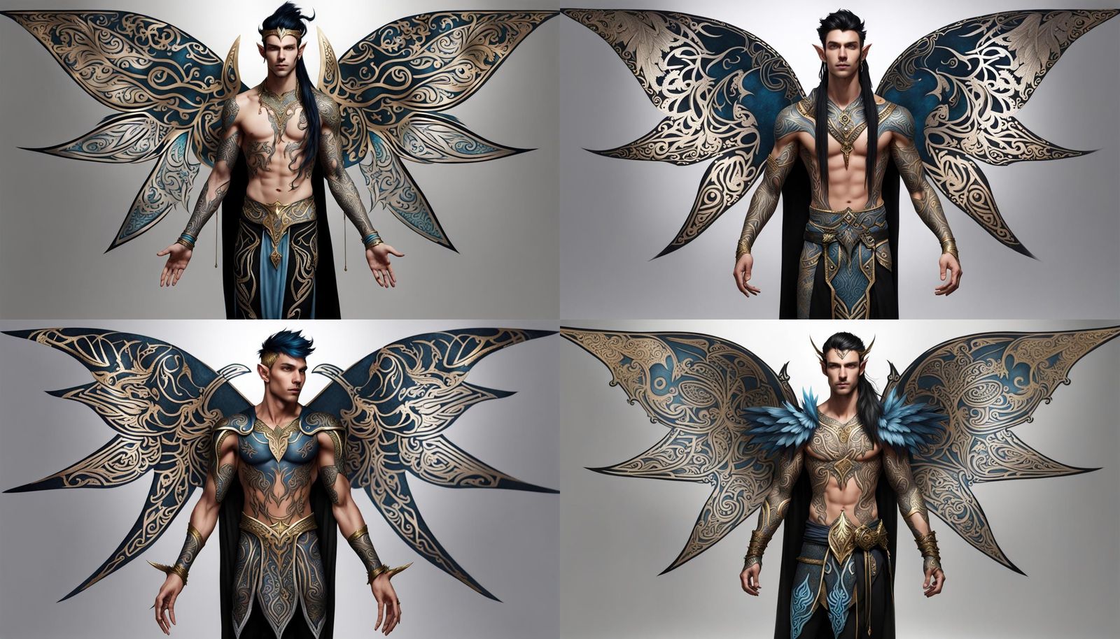 Avariel Elf with Tribal Tattoos and Large Wings