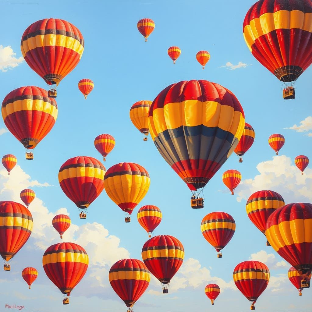Hot Air Balloons in Impasto Oil Painting