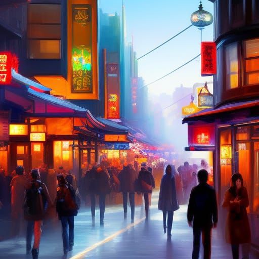 Tokyo Cafe Art in Ghibli Style