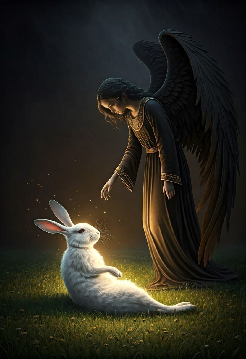 Angel of Death Meets a Rabbit's Soul in a Haunting Encounter