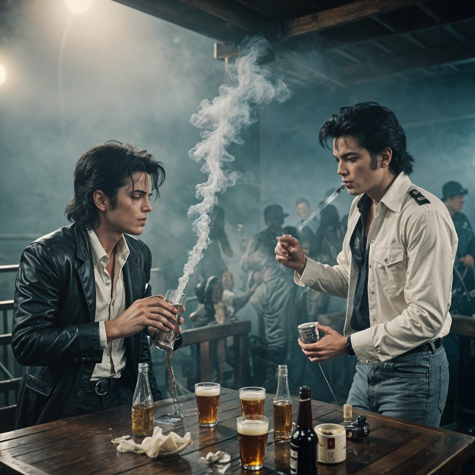 Michael Jackson and Elvis Presley Play Beer Pong