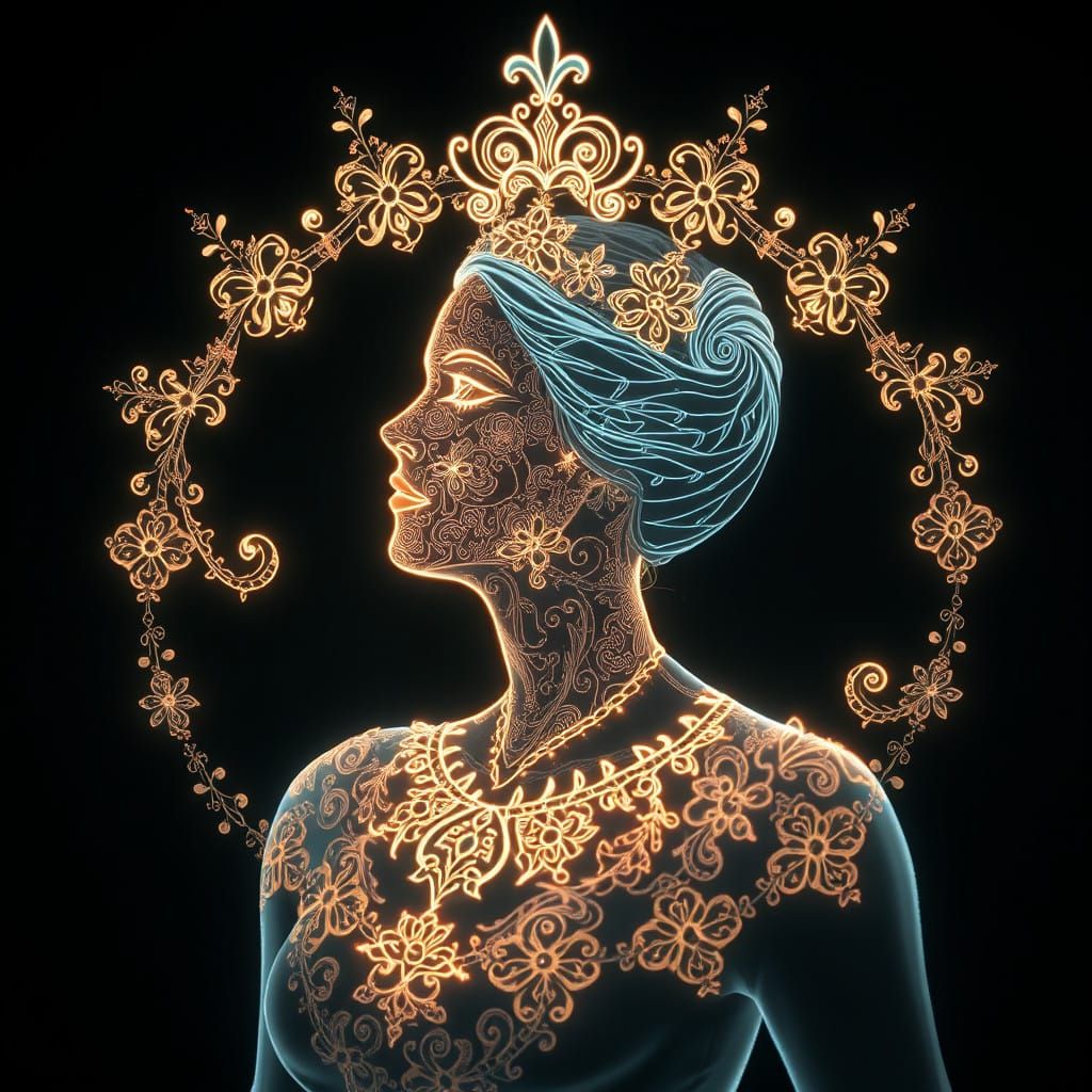 Luminous Lady in Ethereal Projection