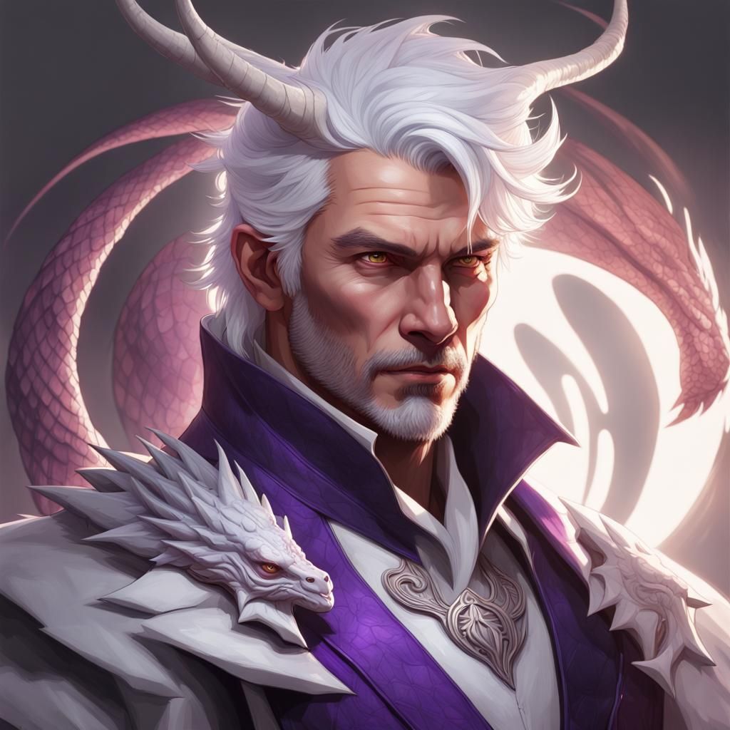 Dragon-Horned Man Portrait in Hyperdetailed Digital Art