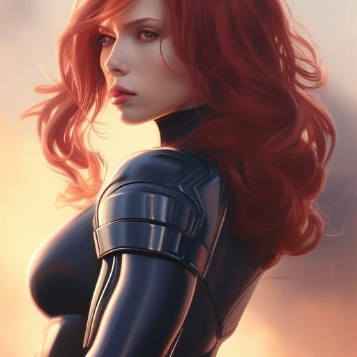 Black Widow Portrait in Hyperdetailed Style