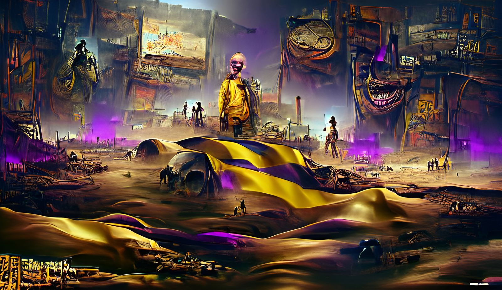 Post-Apocalyptic Alien Wasteland in Dark Fantasy Style