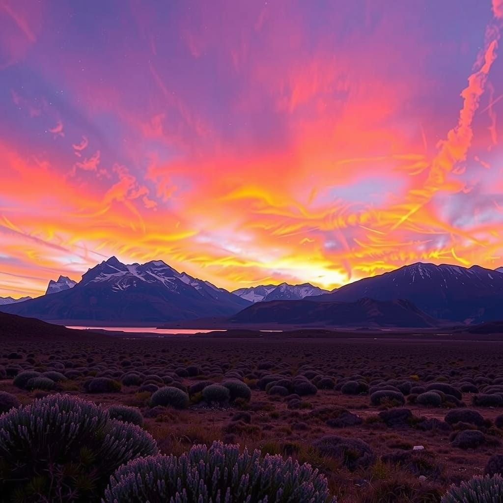 Ushuaia Sunset: Patagonia in Vibrant Brushstrokes