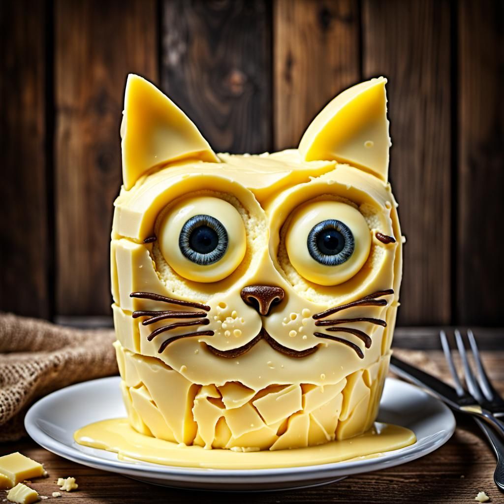 Cat sculpture made of Butter