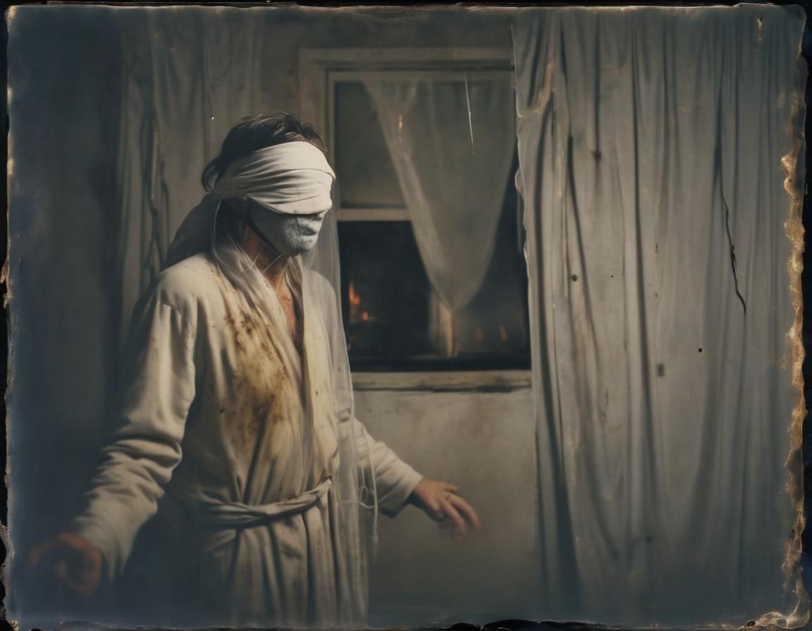 Creepy Burnt Room: Damaged Analog Polaroid