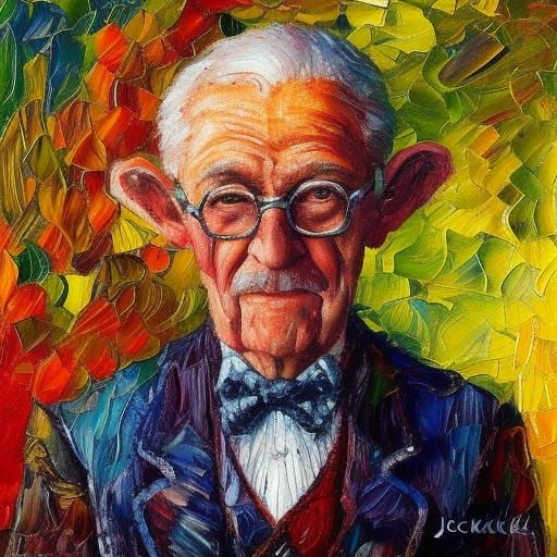 Expressionist Portrait of an Old Gentleman in 3D