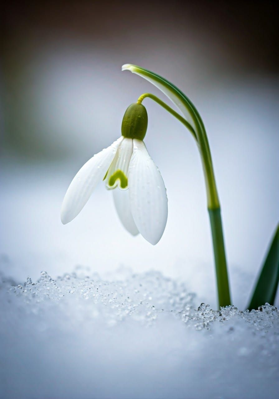Snowdrop in Winter: Macro Photography Impression