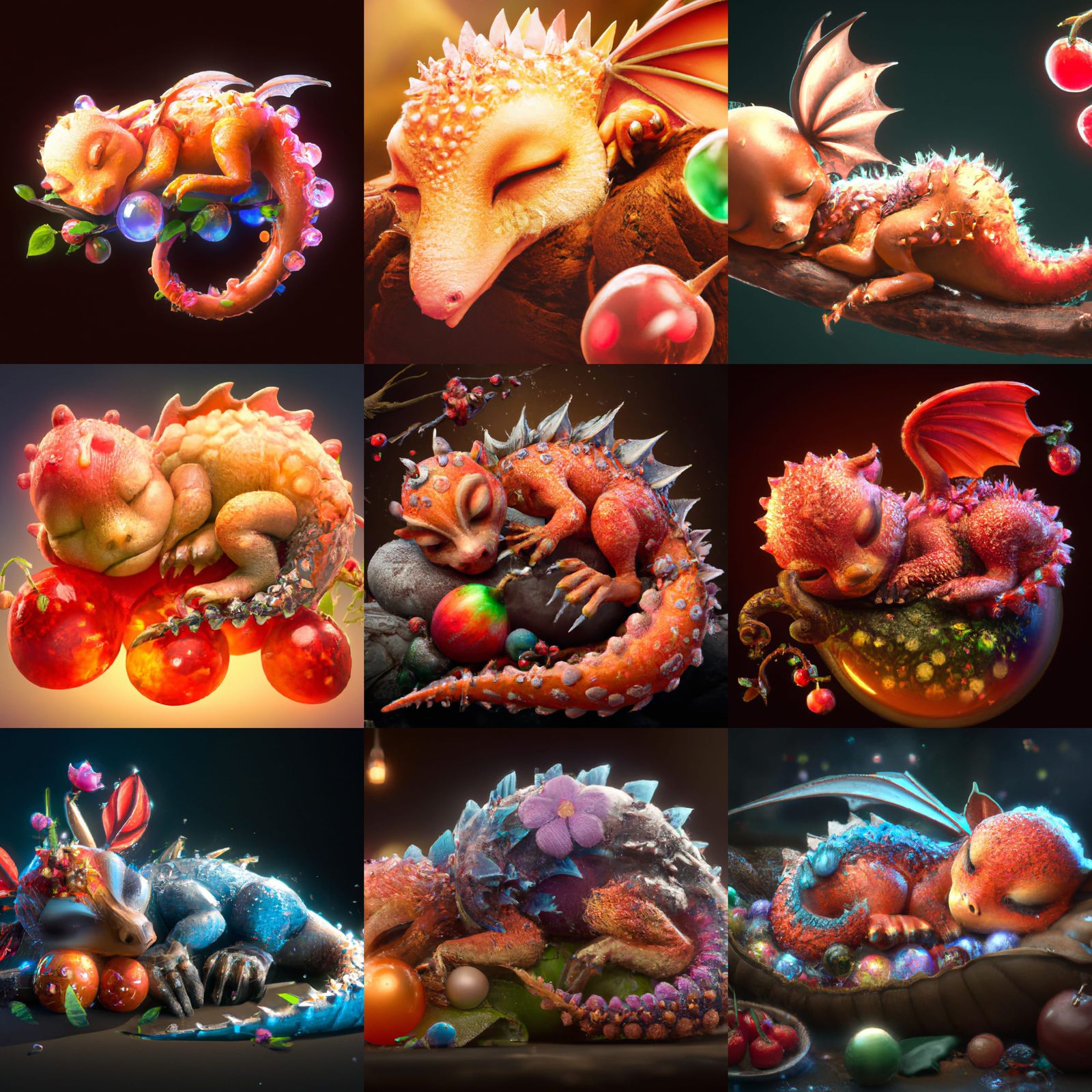 Baby Fire Dragon Dream in Crystalline Forest