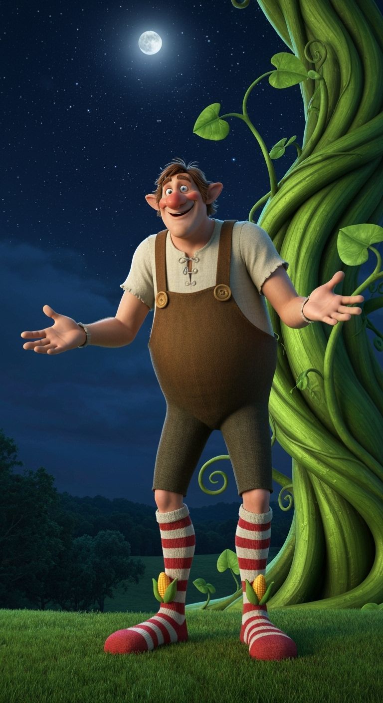 Jolly Green Giant and Beanstalk in Vintage Disney Style