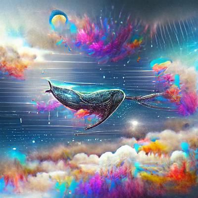 Flying Whale in Holographic Cosmic Illustration