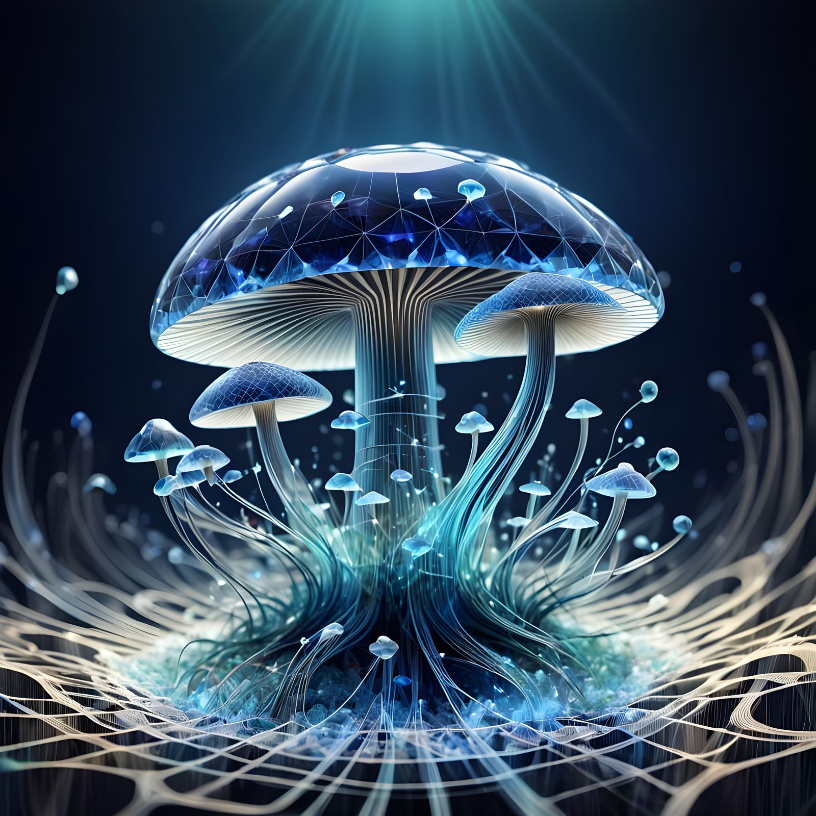 Quantum Wave Azurite Mushroom