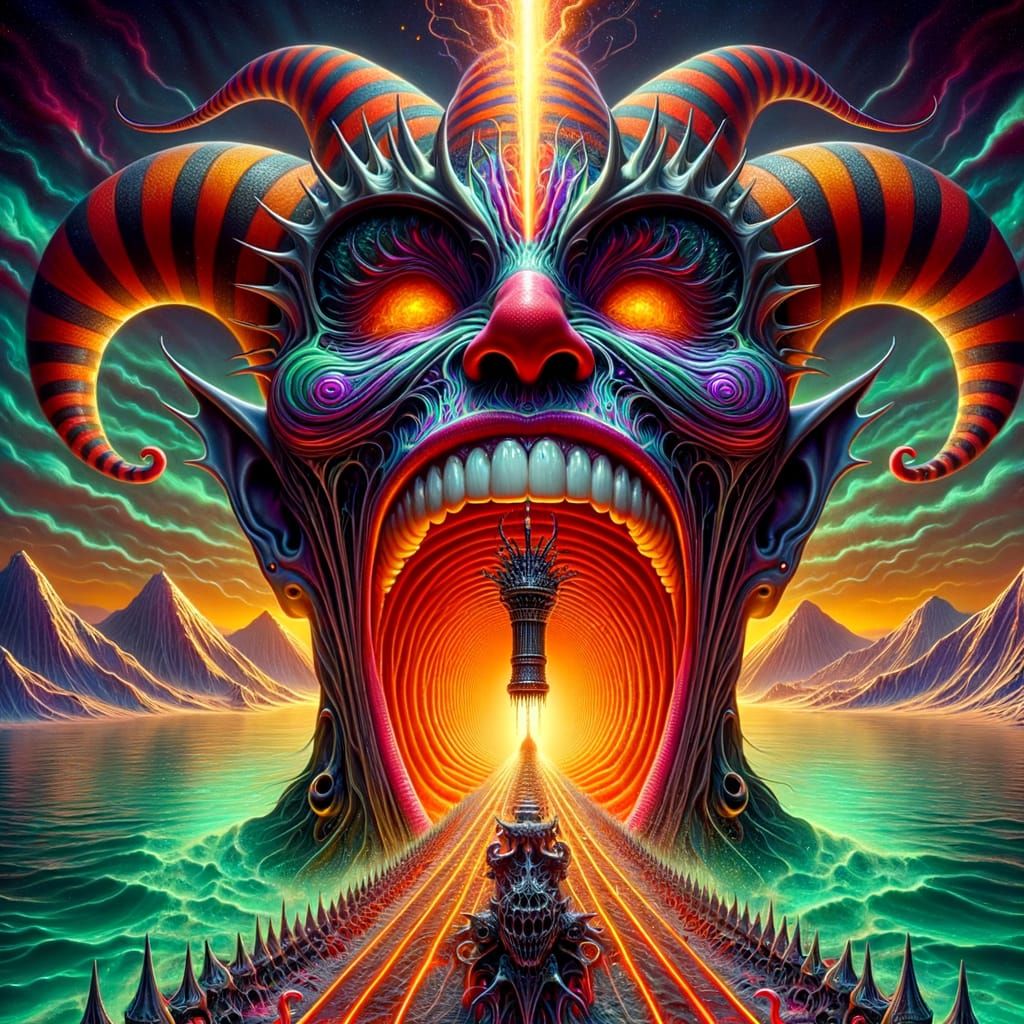 Dark Elf Jester and Gothic Lighthouse by Electric Ocean