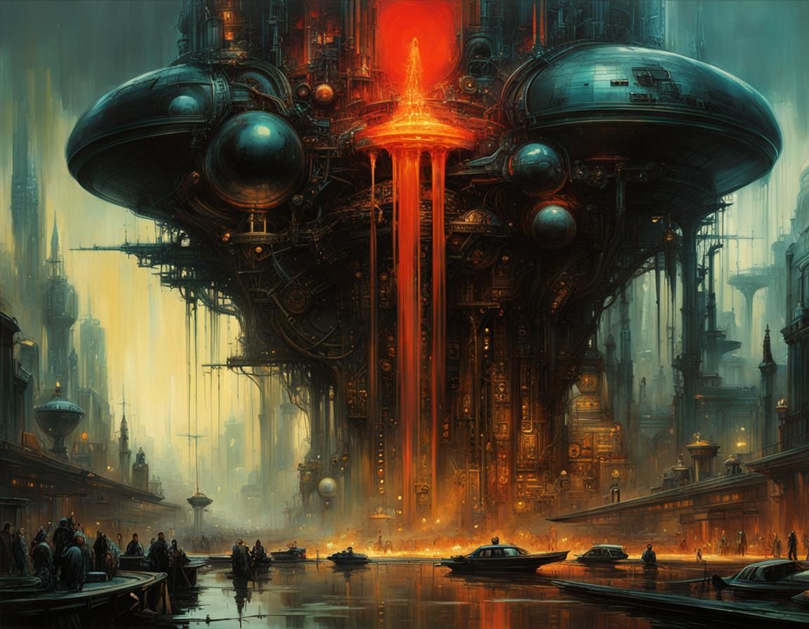 Futuristic Utopian World in Abstract Liquid Style