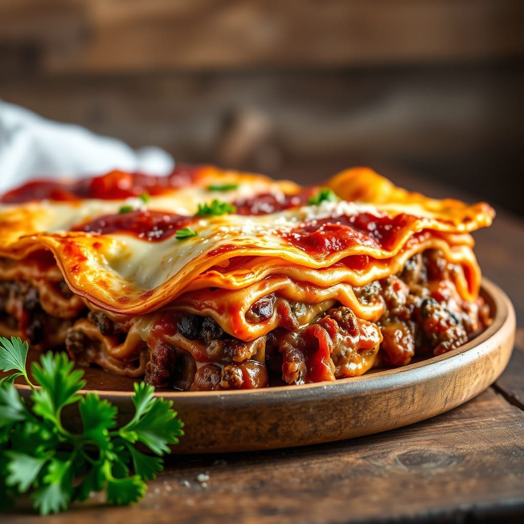 Beef Lasagna in Warm Natural Light