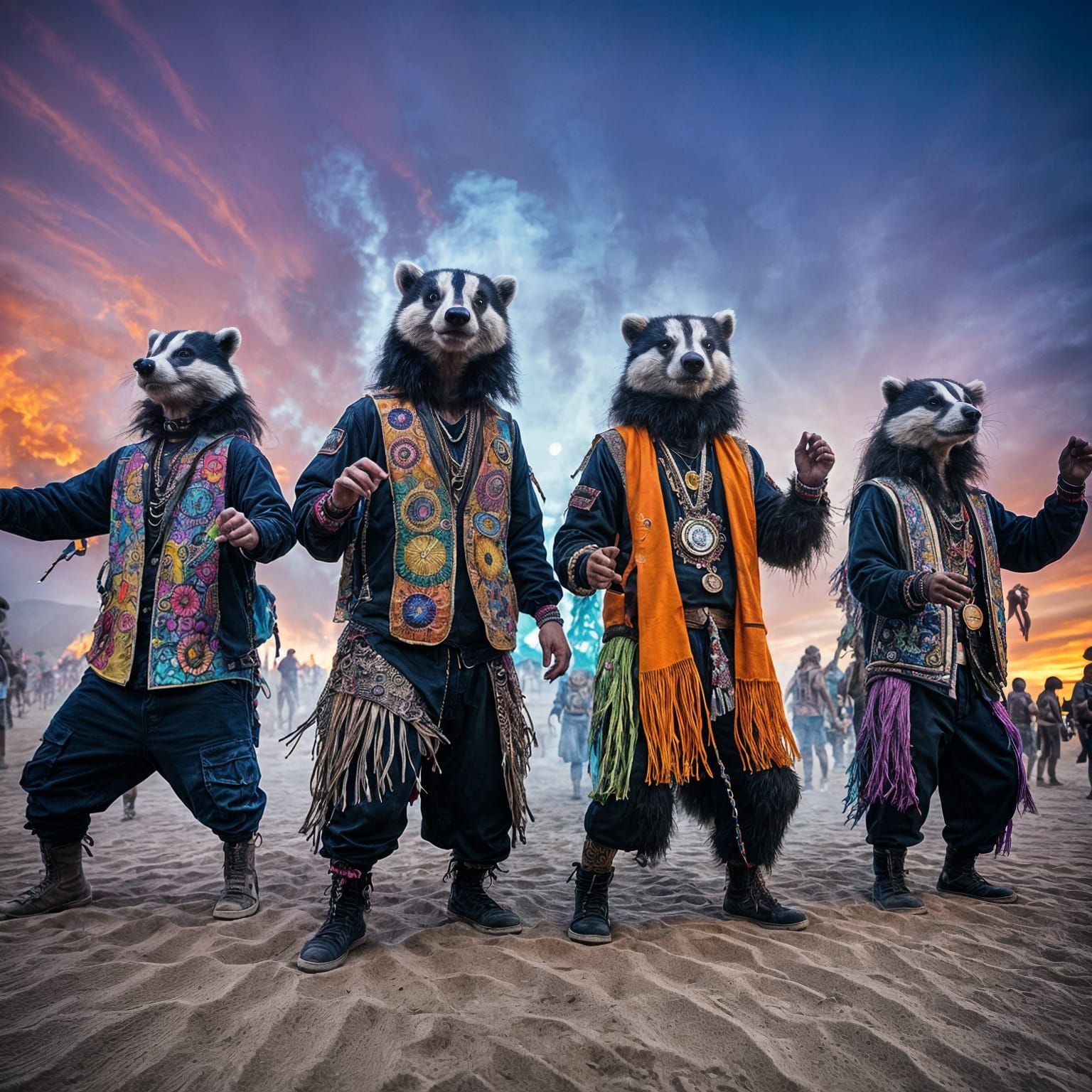 Badgers in Hippie Punk Gear at Burning Man