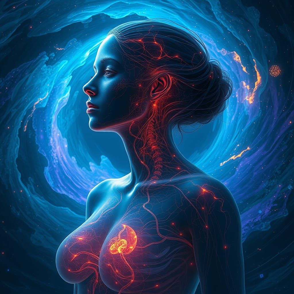 Ethereal Translucent Female Form in Surreal Style