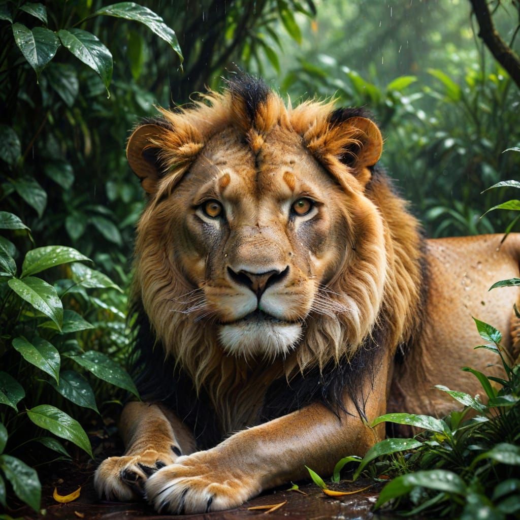 Lion in Jungle: Wildlife Photography Close-Up