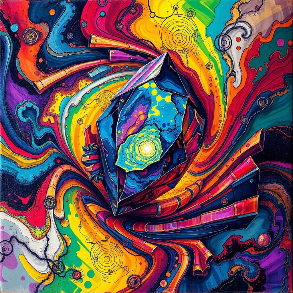 Fractured Radiance: Neo-Impressionist Tourmaline in Vortex