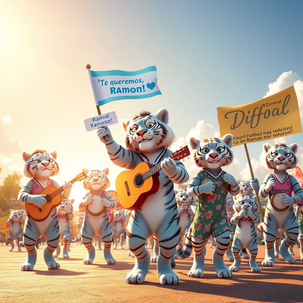 Blue Fur Tigers Parade in Honor of Ramón