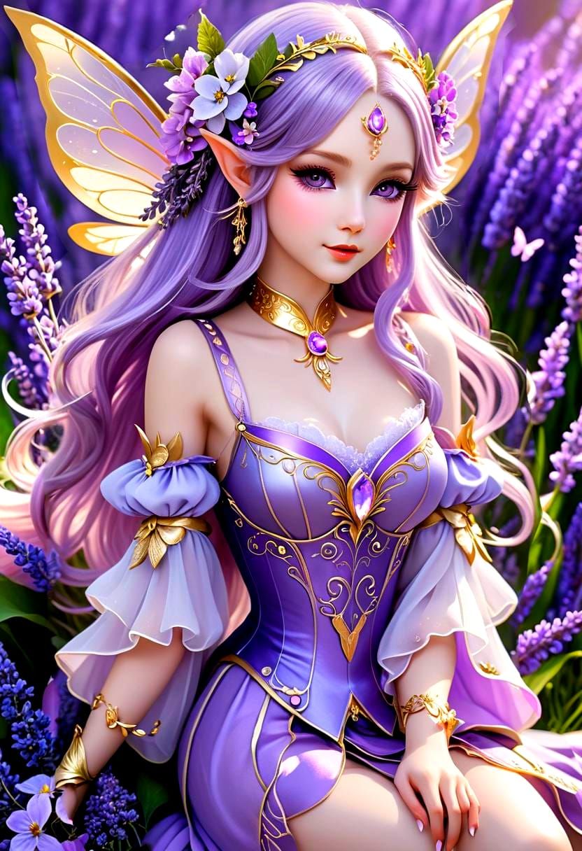 Lavender Fairy Sumire: Digital Art Portrait