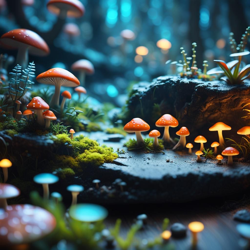 Miniature Alien Forest on a Rock: Concept Art