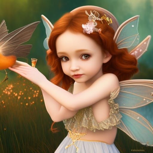 Detailed Fairy with Jeweled Dress, Fantasy Concept Art