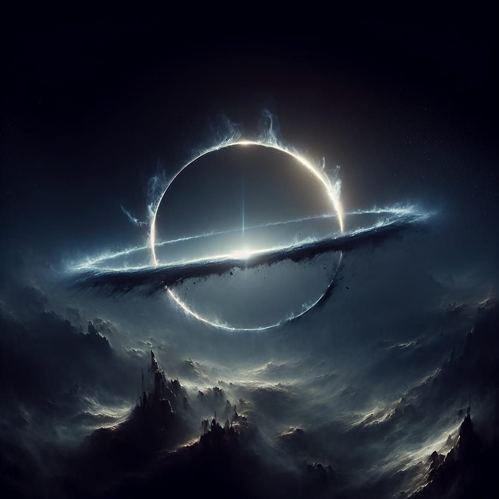 Mysterious Halo Ring in Space as Oil Painting