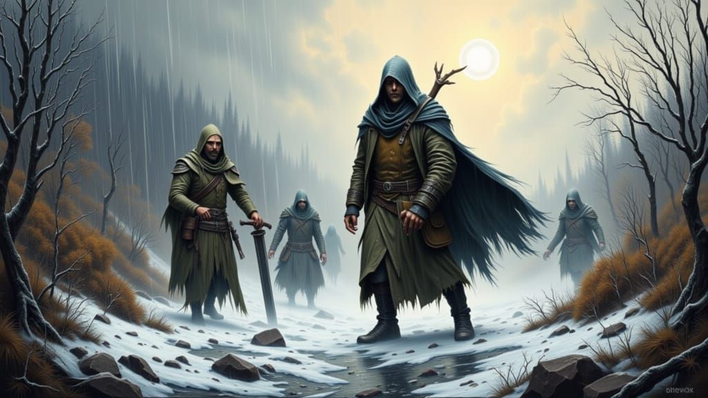 Dynamic Winter Rain Combat Action Scene