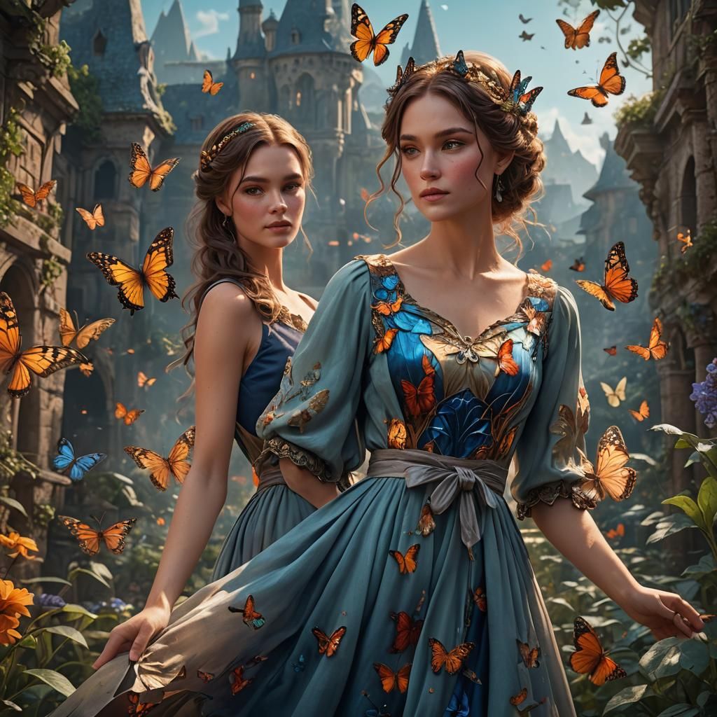 Woman with Butterfly: Detailed Matte Painting