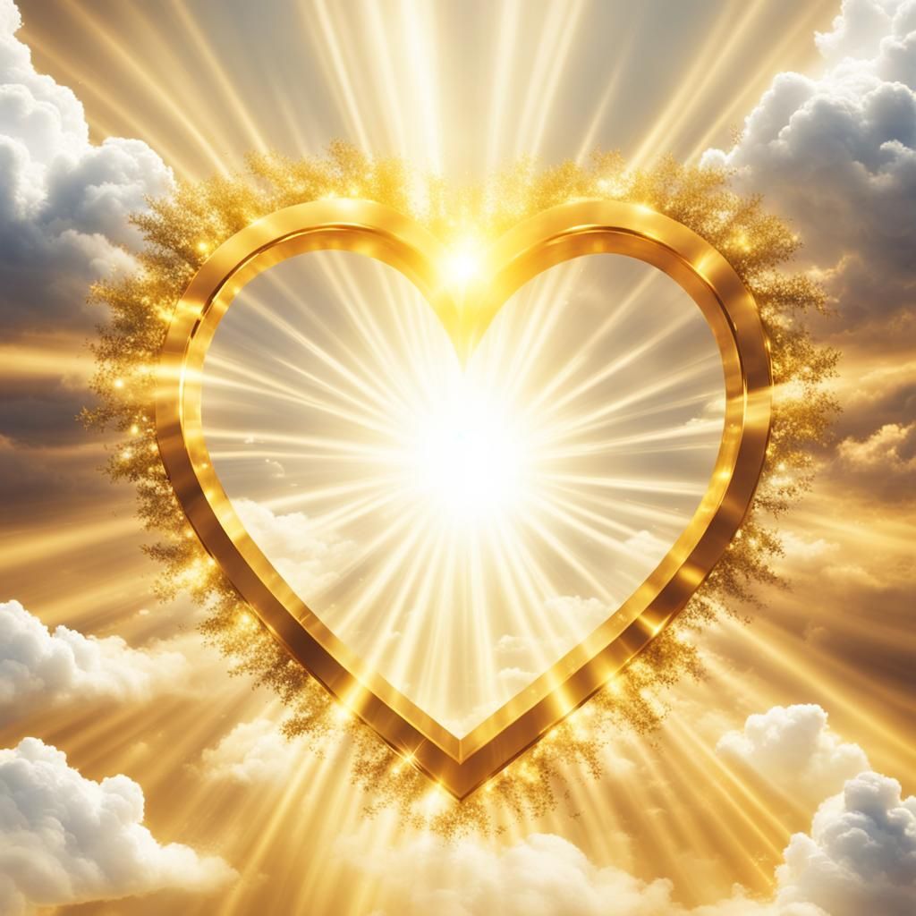 Glowing Golden Heart in Divine Light