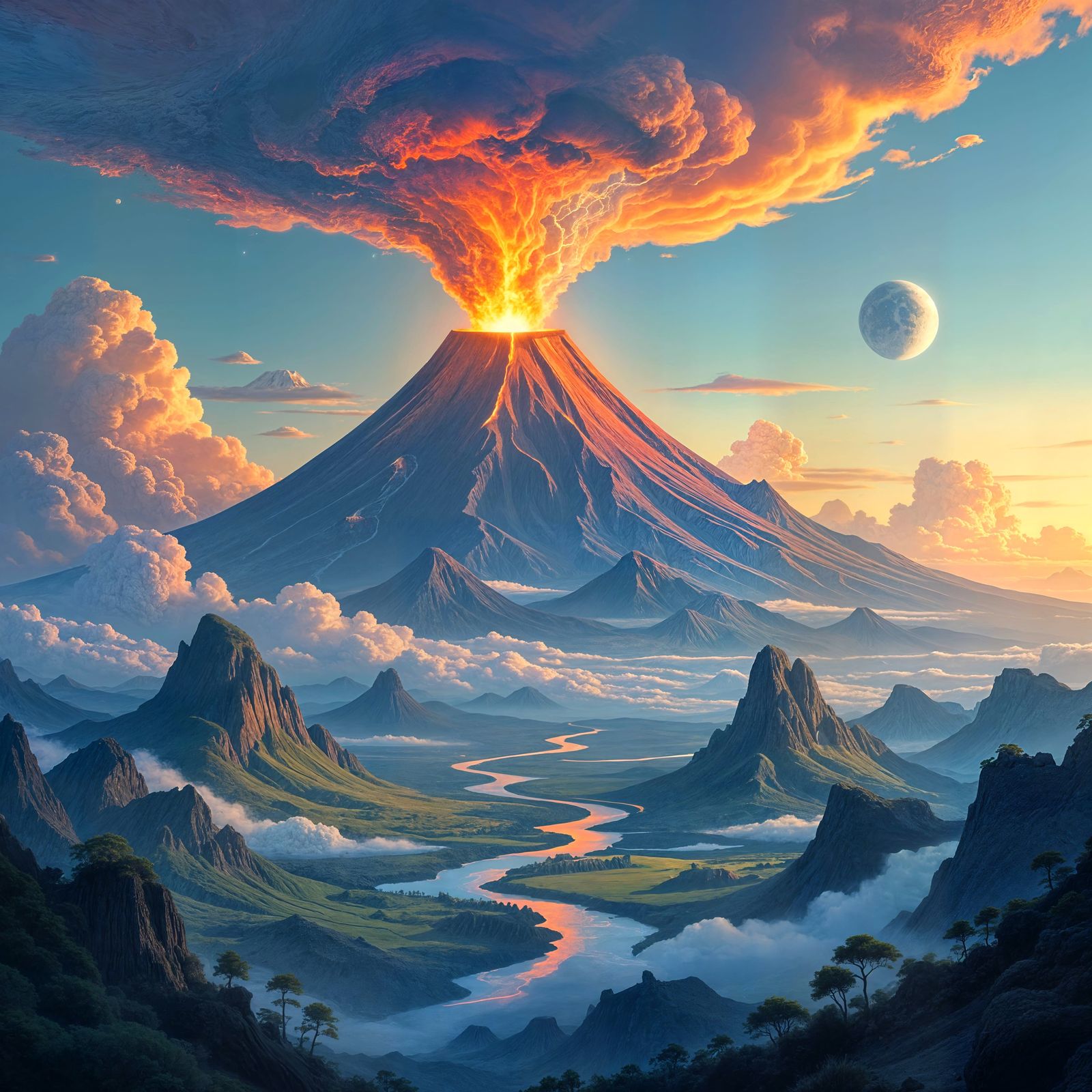 Colossal Volcanic Planet in a Dystopian Dreamscape