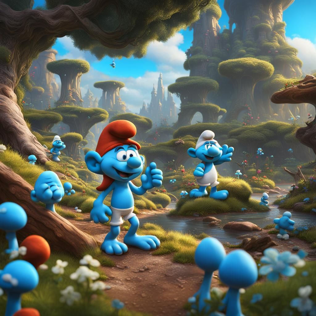 Enchanting Smurfs Nature Party: Fantasy Concept Art