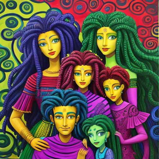 Medusa and Family: Colorful, Vibrant Image